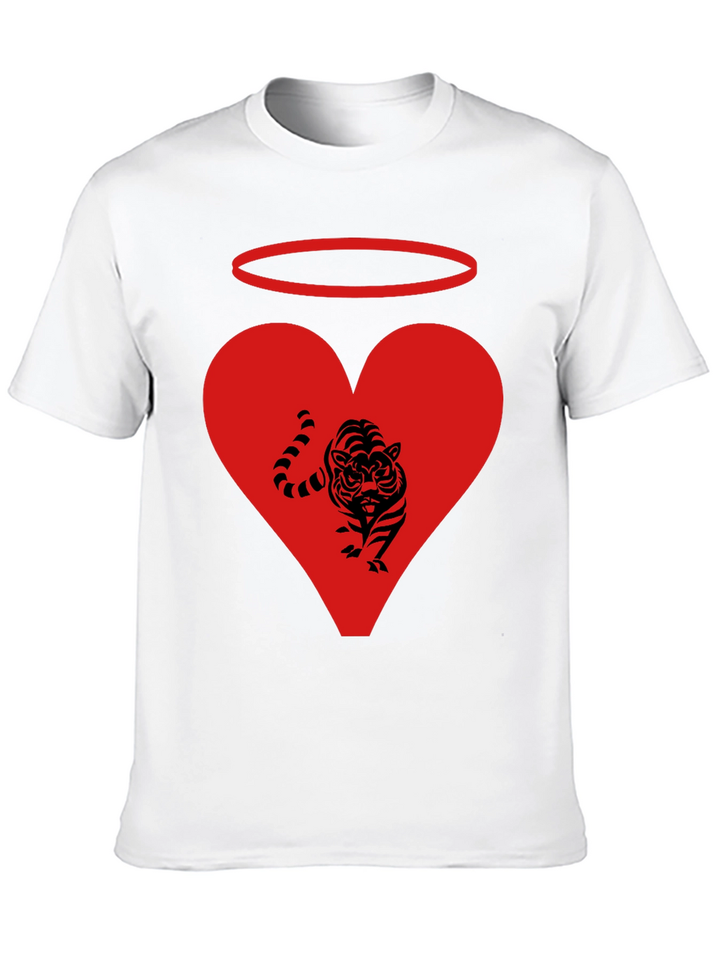 Angel Tiger Heart Graphic Tee - Black