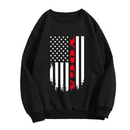 Rogue Distressed American Flag Vertical Crewneck Sweatshirt | Grunge Patriotic Tactical Pullover, USA Gift