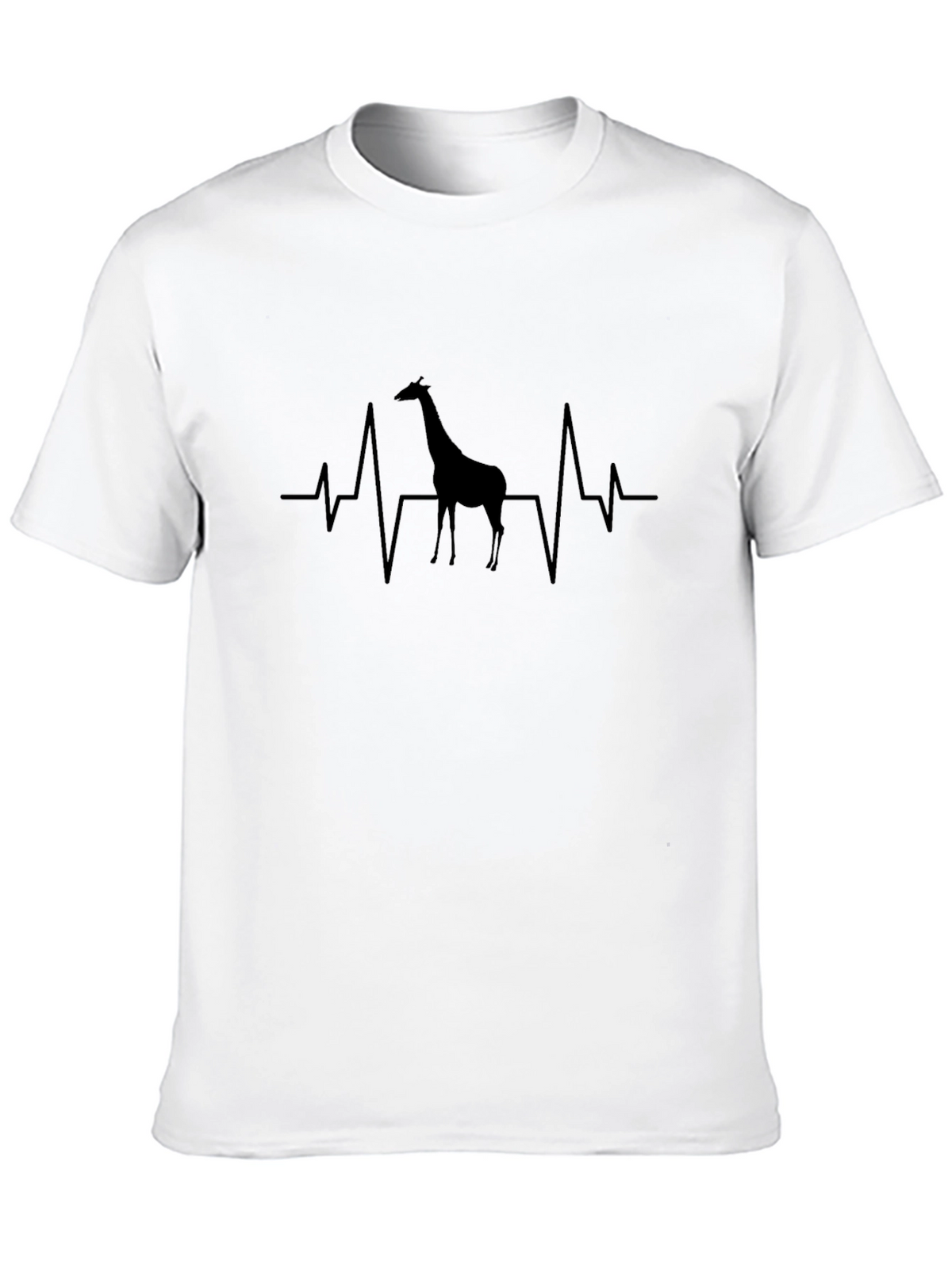 Giraffe Heartbeat Graphic Tee - Black Crewneck T-Shirt