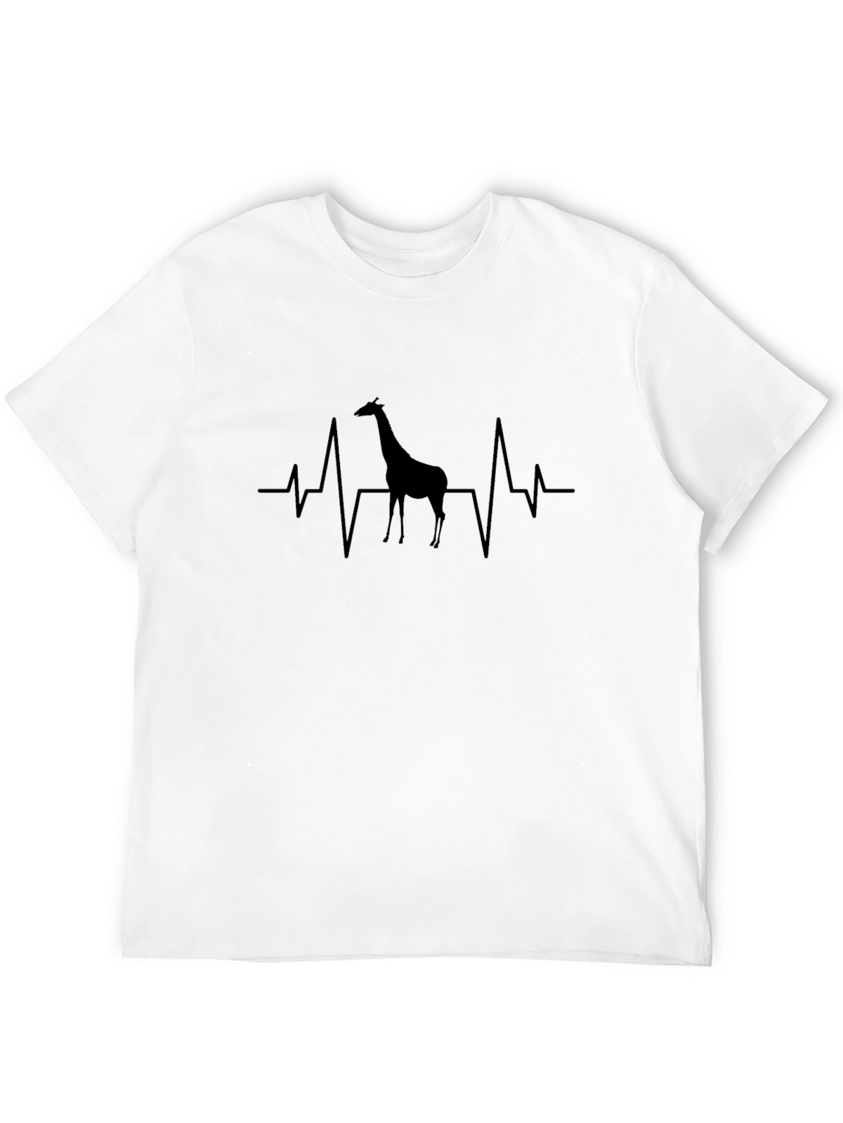 Giraffe Heartbeat Graphic Tee - Black Crewneck T-Shirt