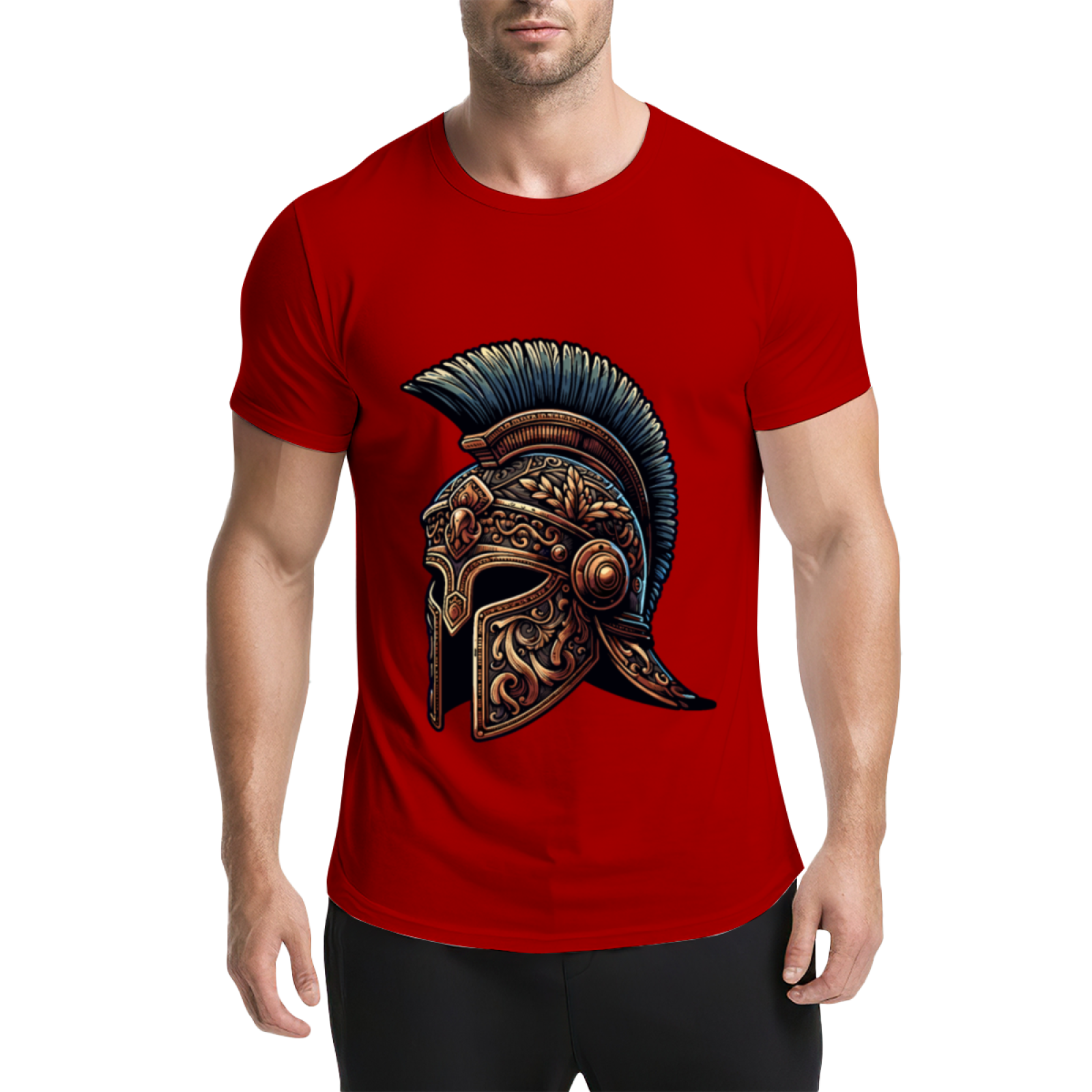 Ornate Ancient Spartan Warrior Helmet Vintage Print T-Shirt
