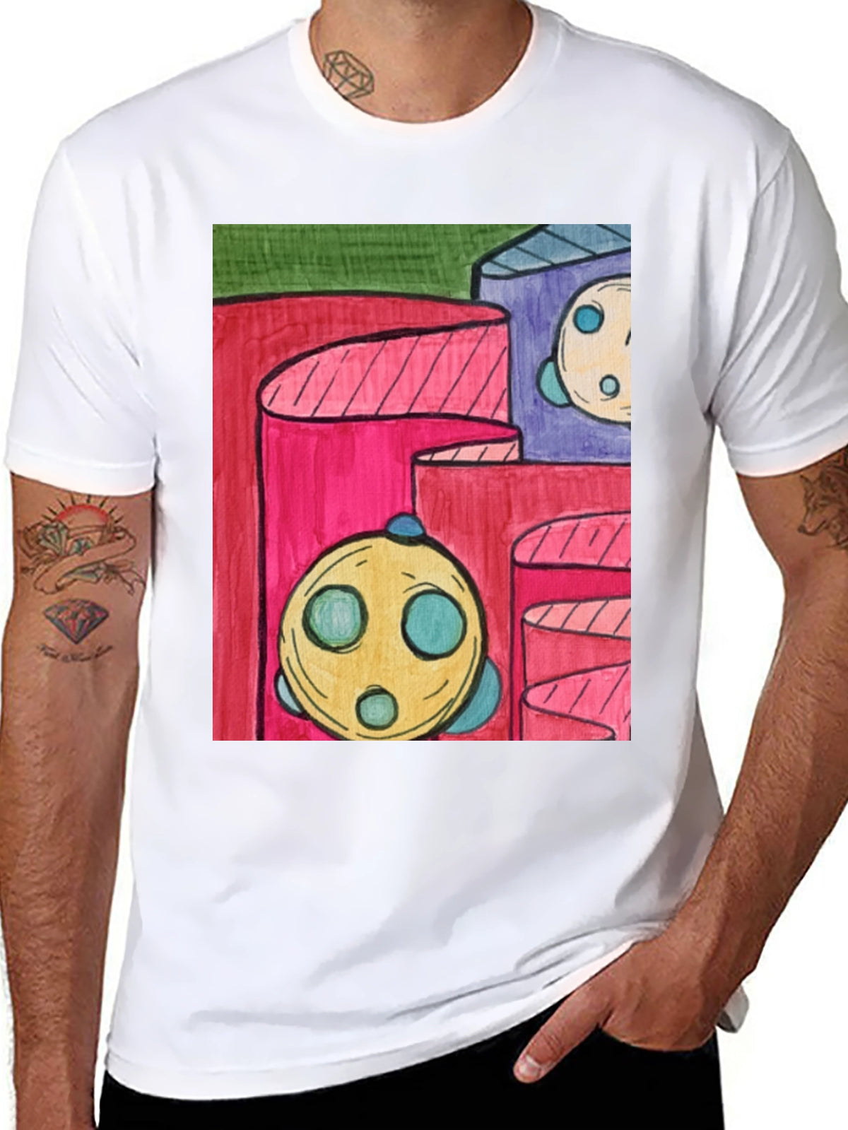 Abstract Graphic Print T-Shirt - Modern Art Tee