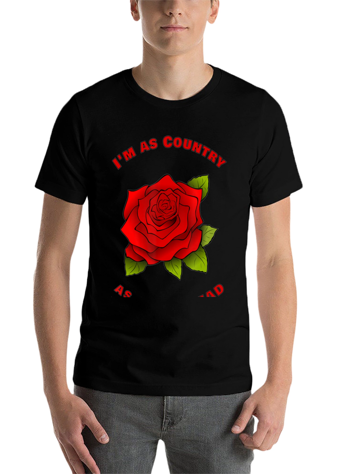 Country Rose Graphic Tee - Stylish Black T-Shirt