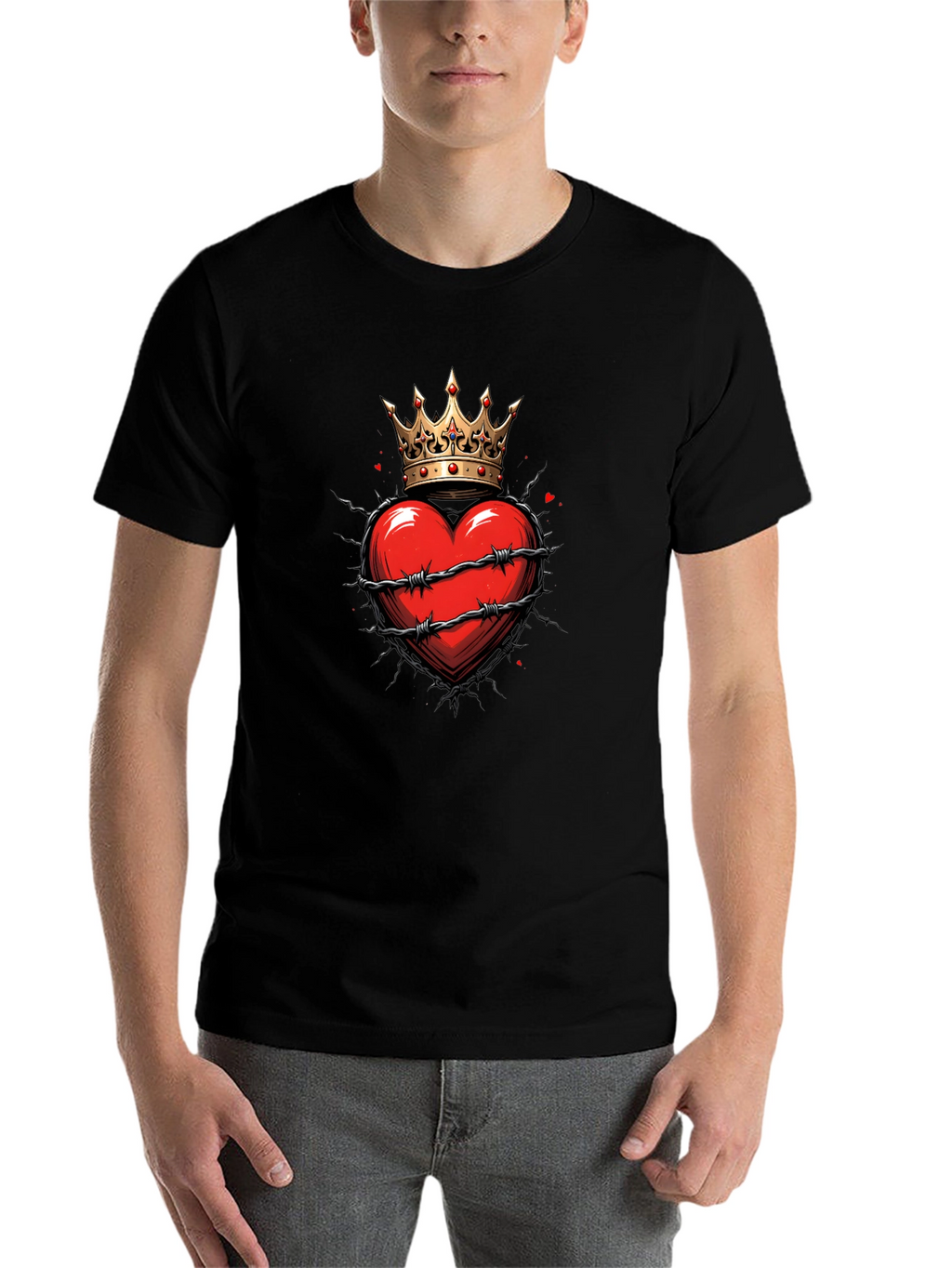 Crowned Heart Graphic Tee - Edgy Style