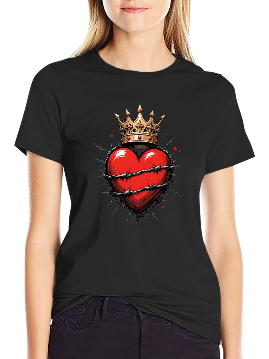Crowned Heart Graphic Tee - Edgy Style