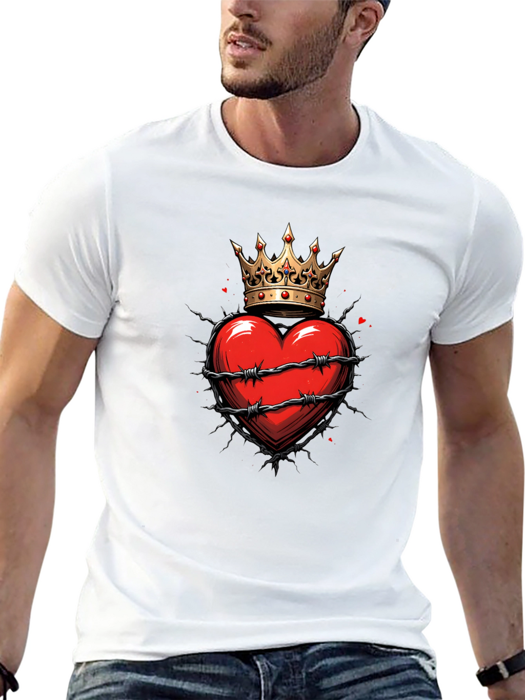 Crowned Heart Graphic Tee - Edgy Style