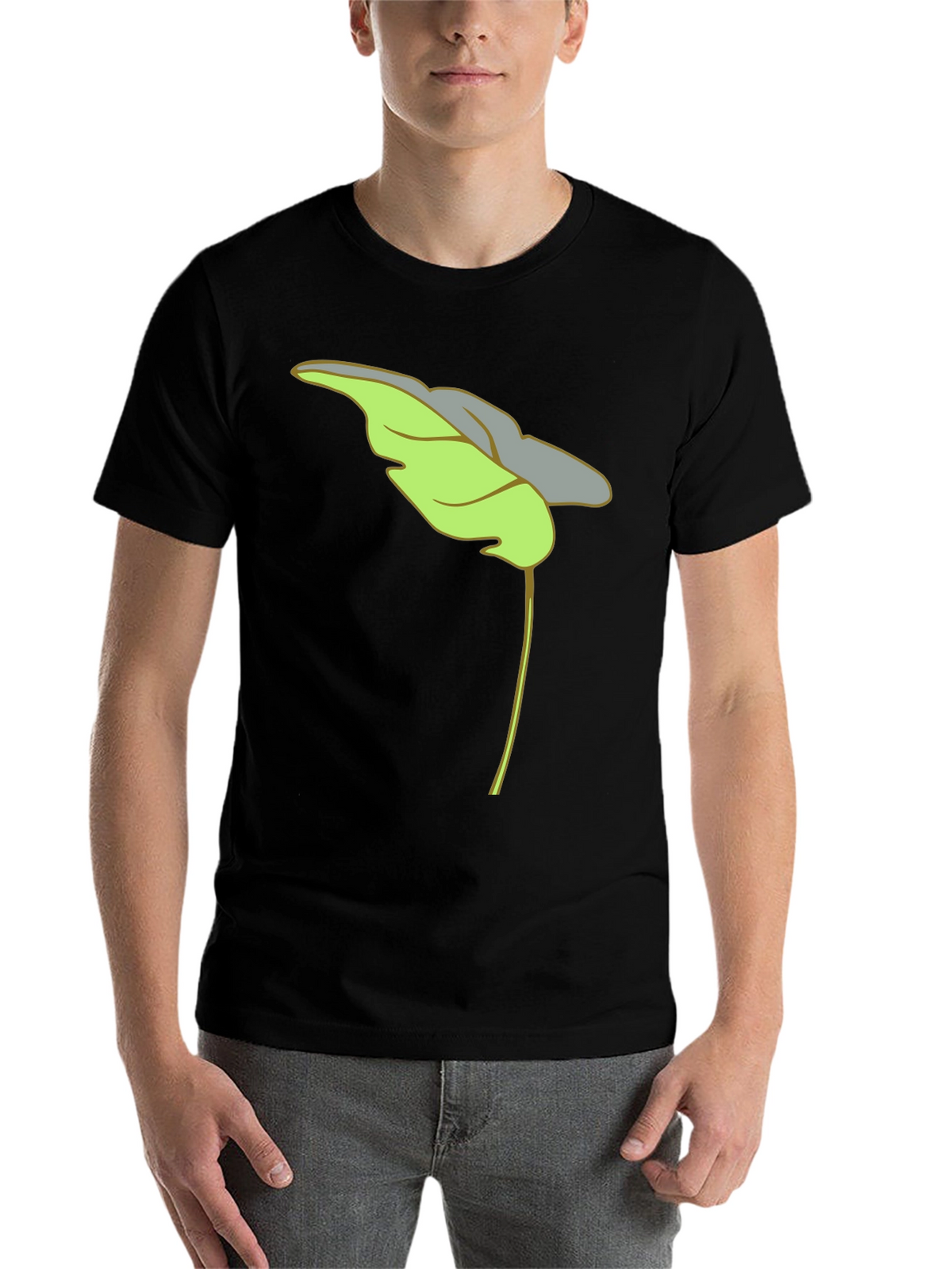 Leaf Graphic Black T-Shirt Casual Wear