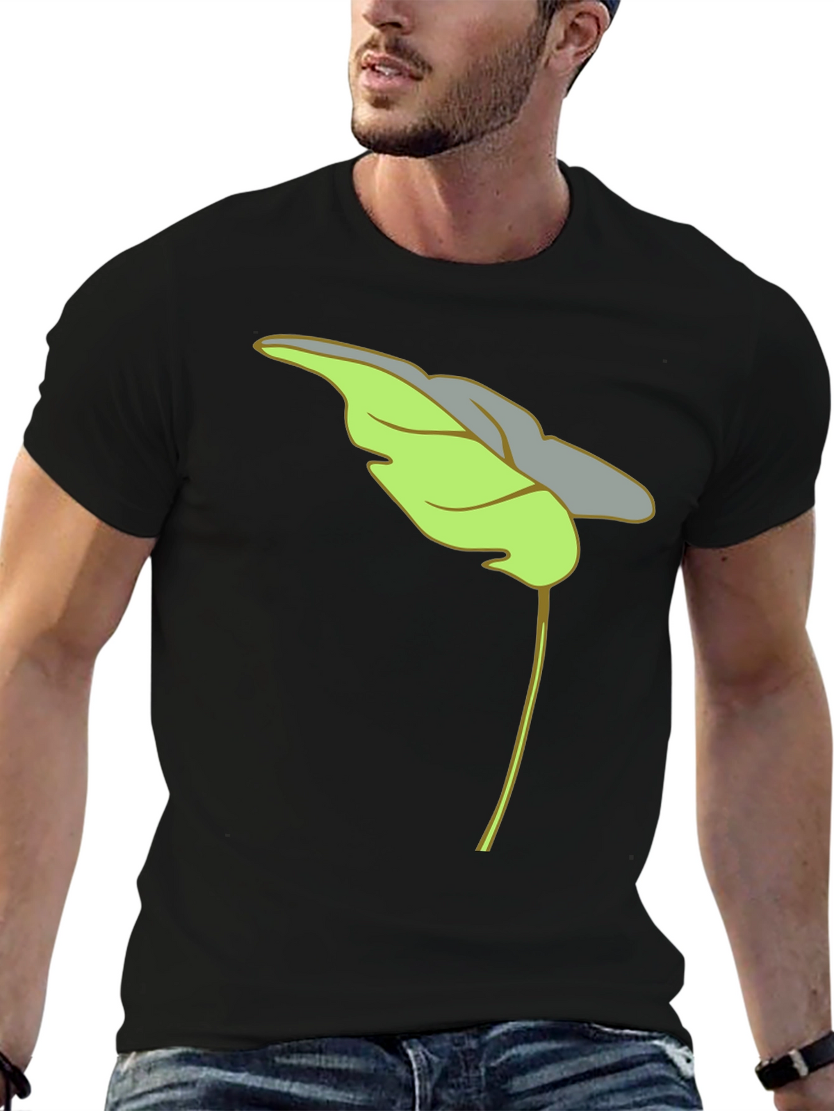 Leaf Graphic Black T-Shirt Casual Wear