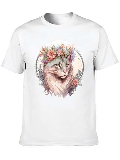 Cat with Flowers Graphic Tee