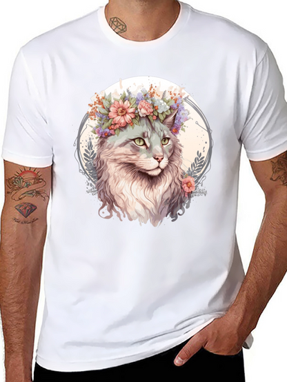Cat with Flowers Graphic Tee