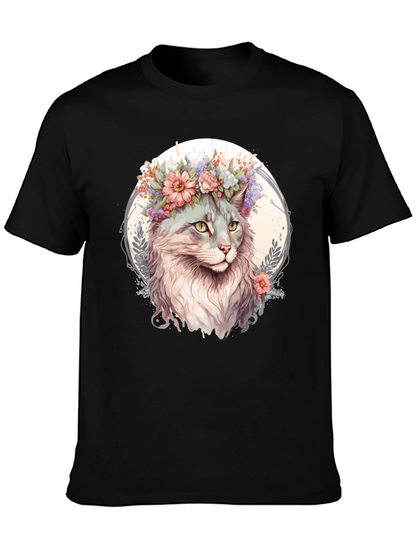 Cat with Flowers Graphic Tee