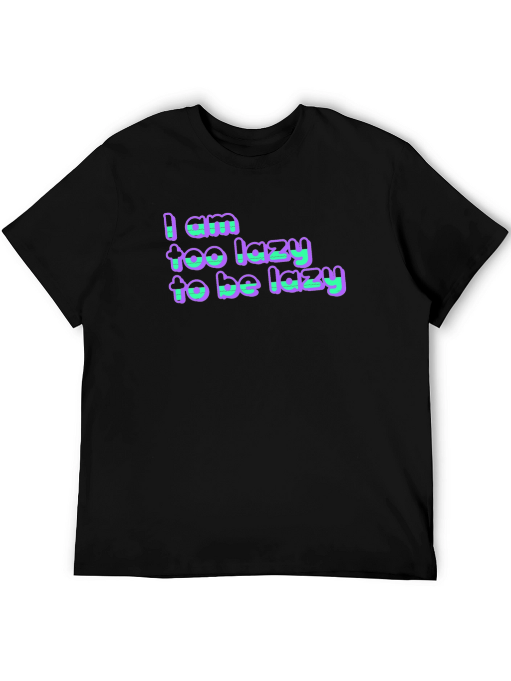 Lazy Statement Black Cotton T-Shirt