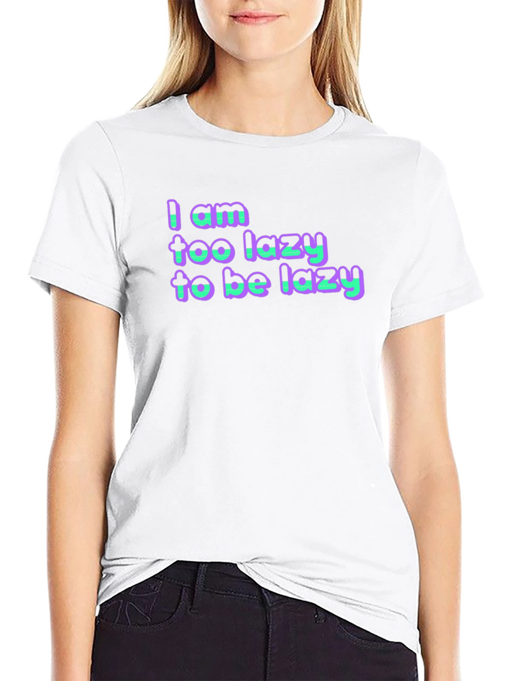 Lazy Statement Black Cotton T-Shirt