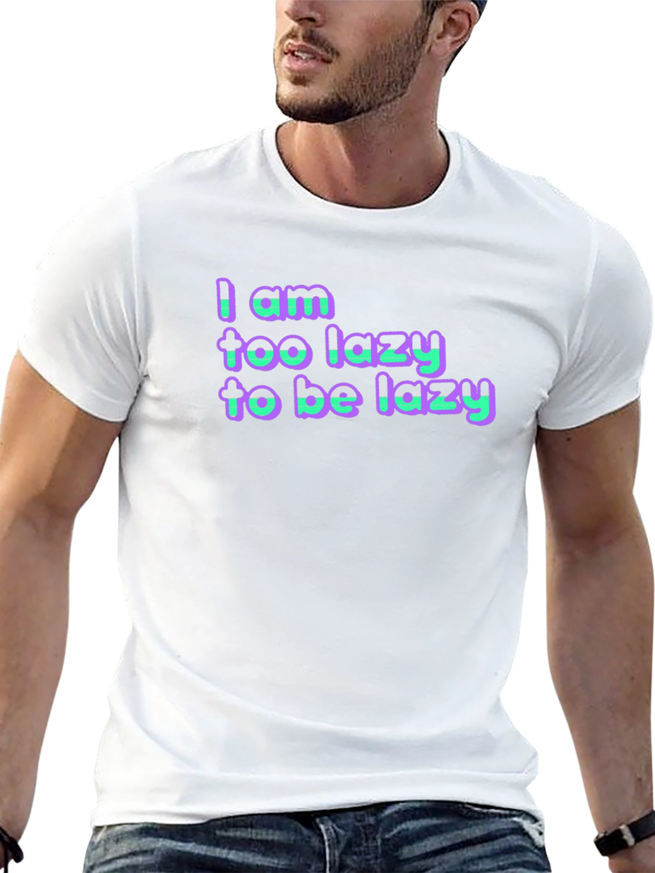 Lazy Statement Black Cotton T-Shirt