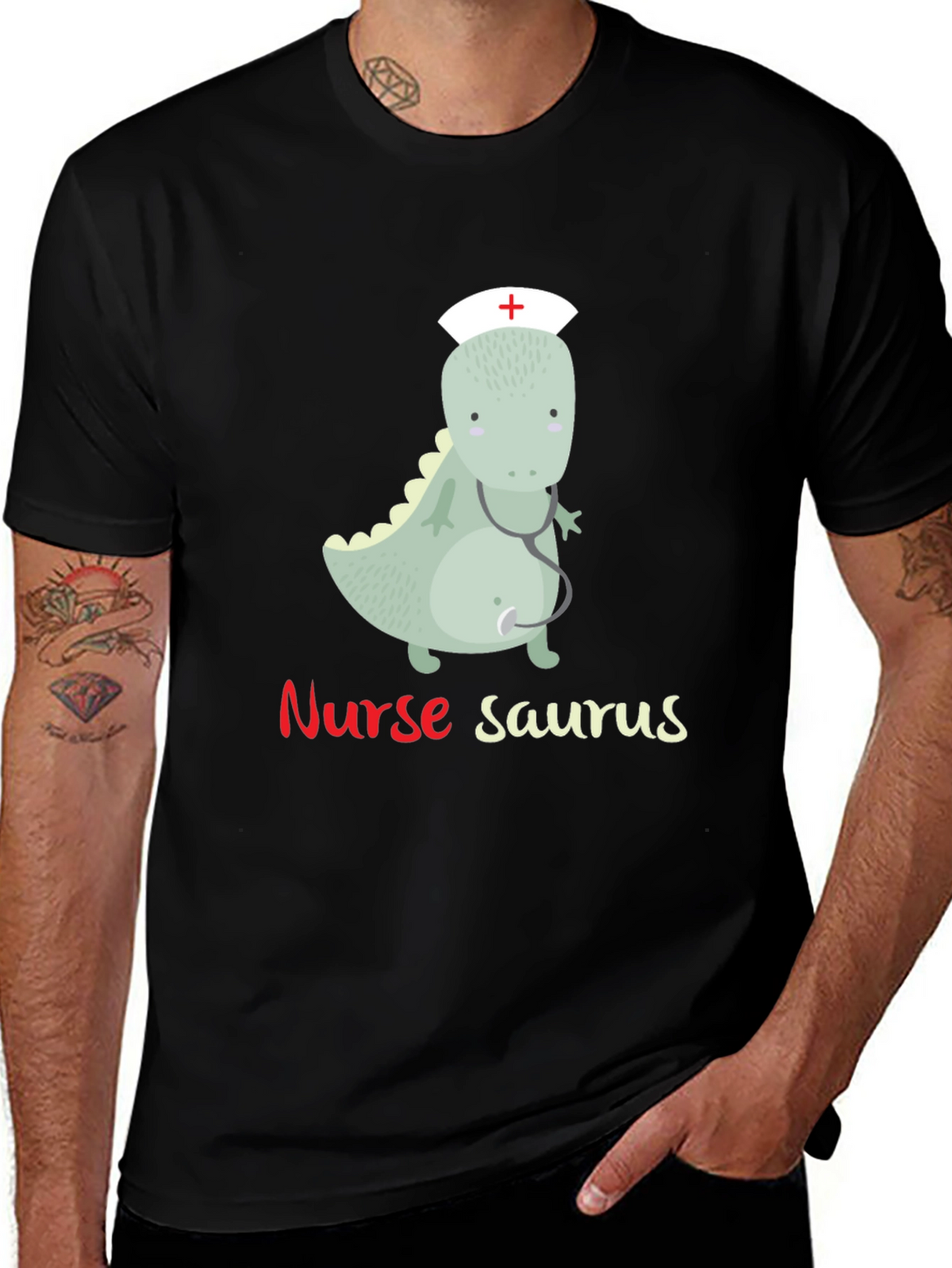 Nurse Saurus T-Shirt - Funny Dinosaur Graphic Tee