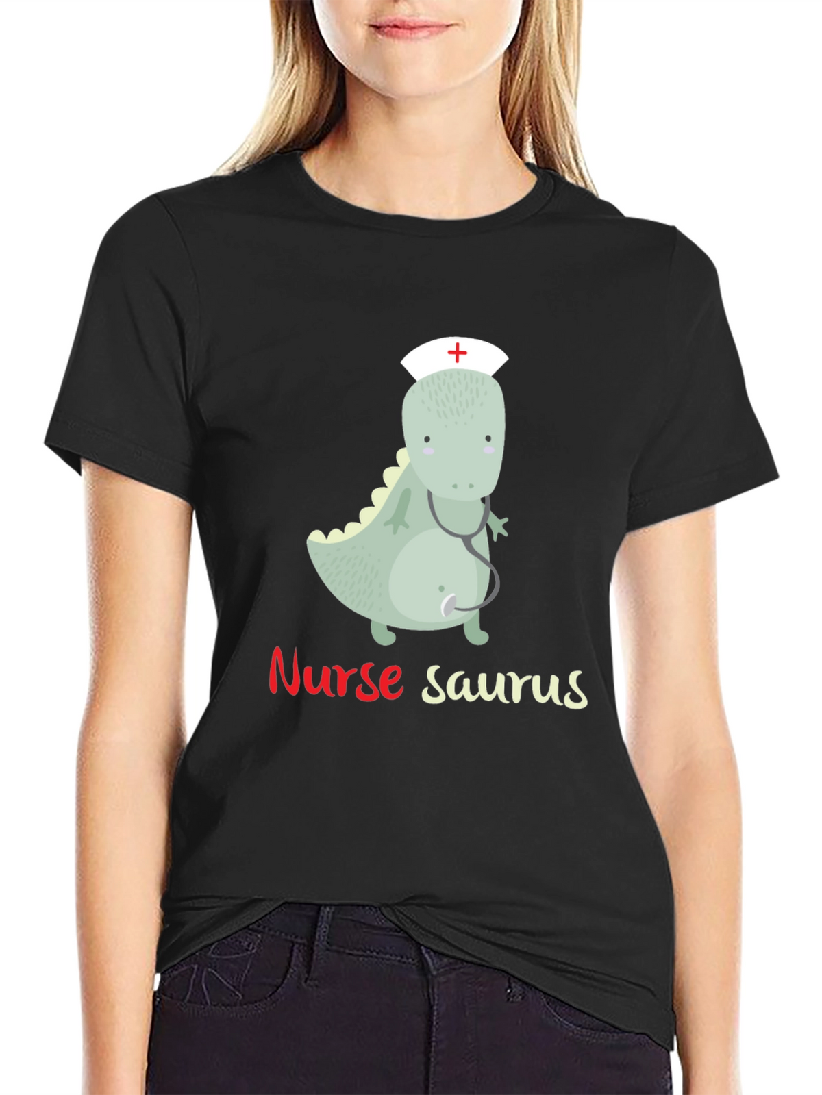 Nurse Saurus T-Shirt - Funny Dinosaur Graphic Tee