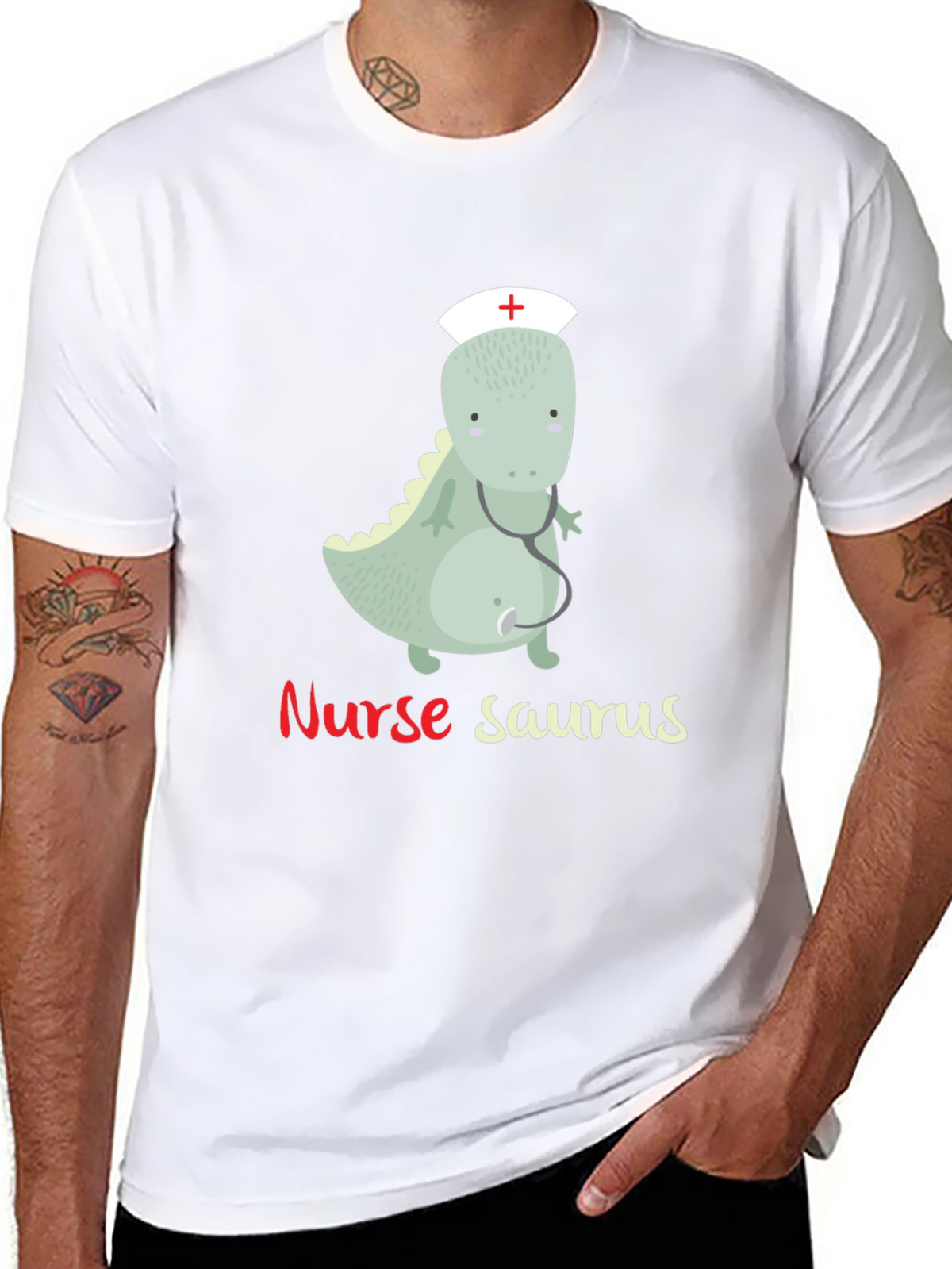 Nurse Saurus T-Shirt - Funny Dinosaur Graphic Tee