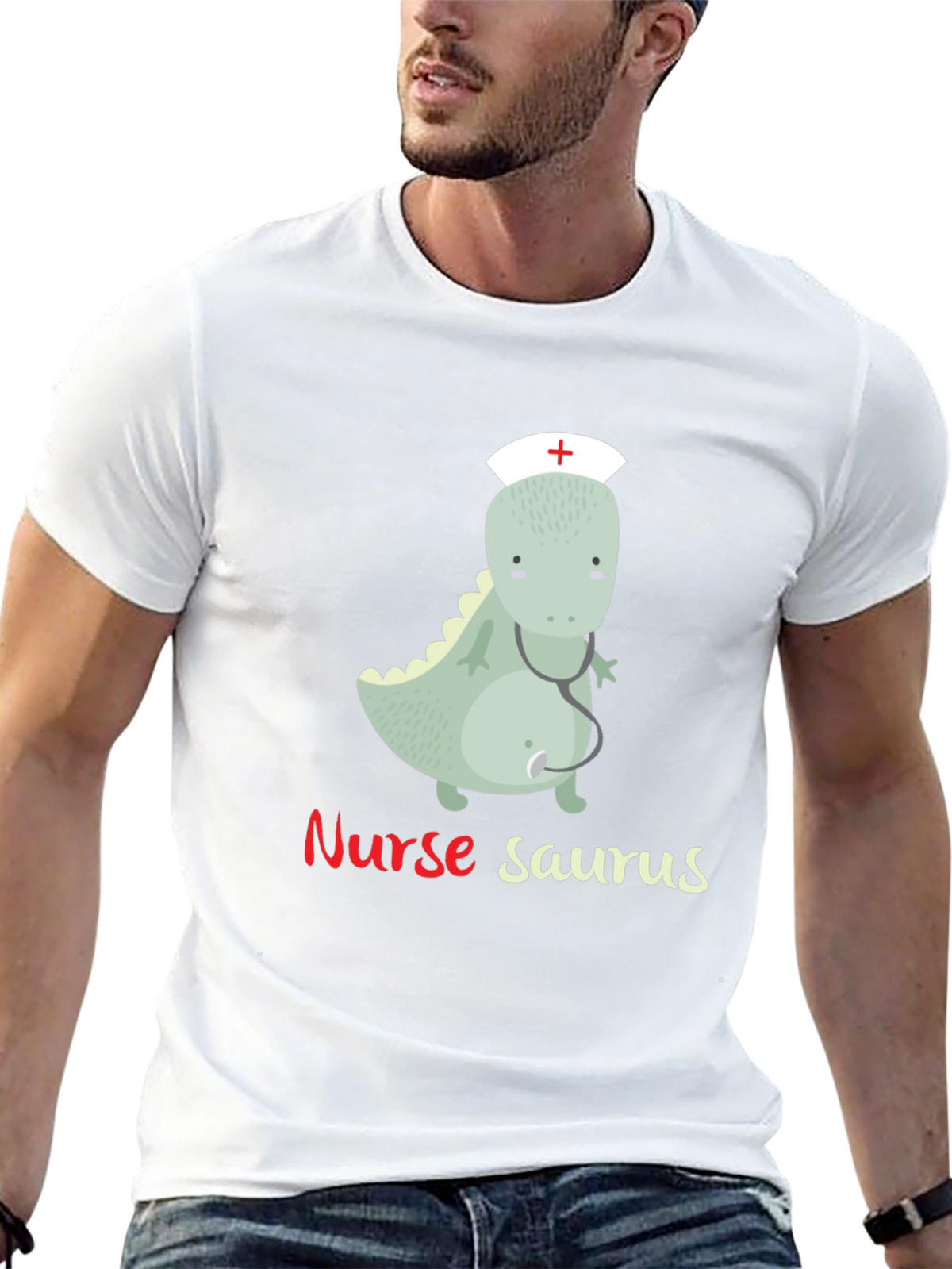 Nurse Saurus T-Shirt - Funny Dinosaur Graphic Tee
