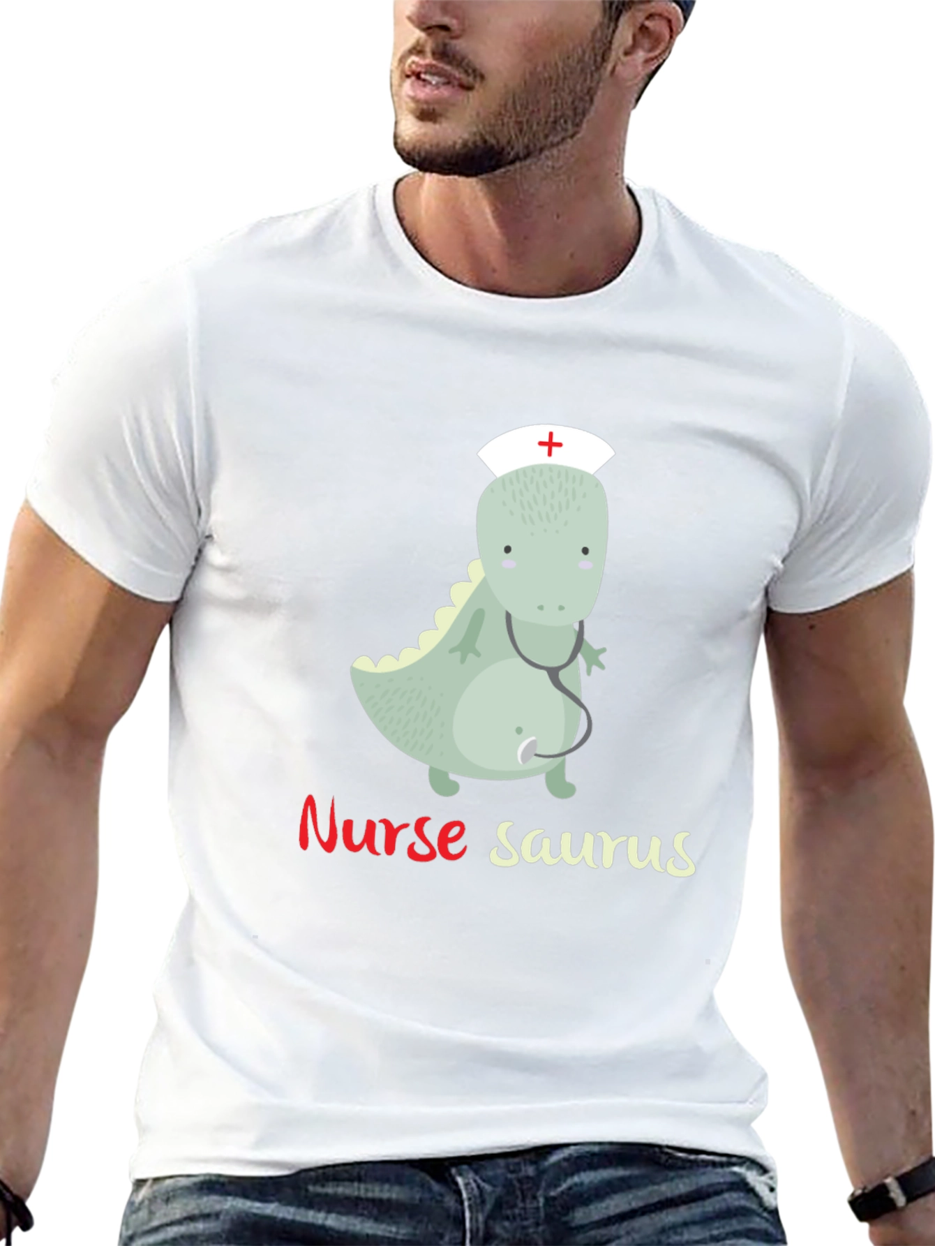 Nurse Saurus T-Shirt - Funny Dinosaur Graphic Tee