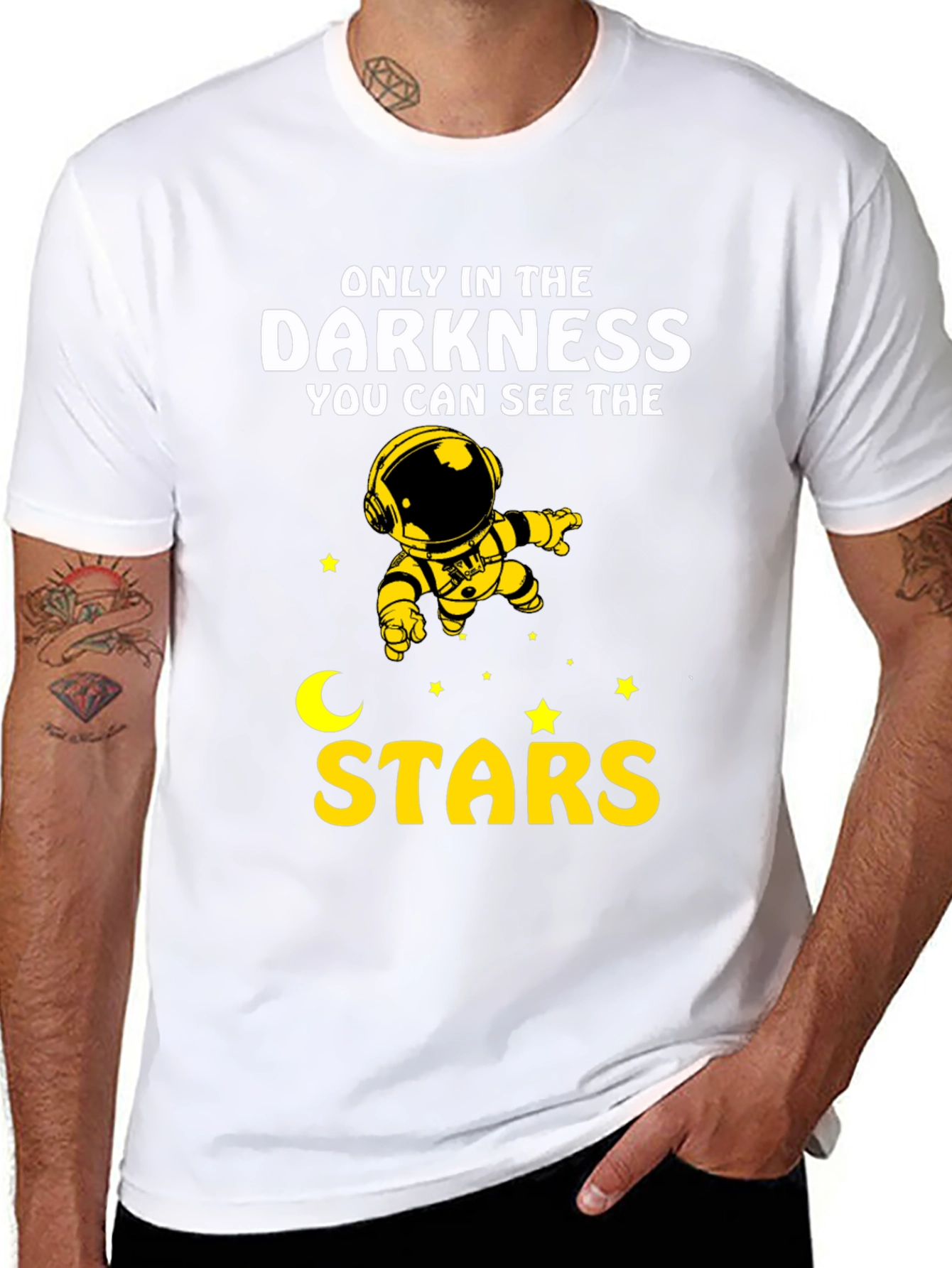 Darkness Stars Graphic T-Shirt - Astronaut Design