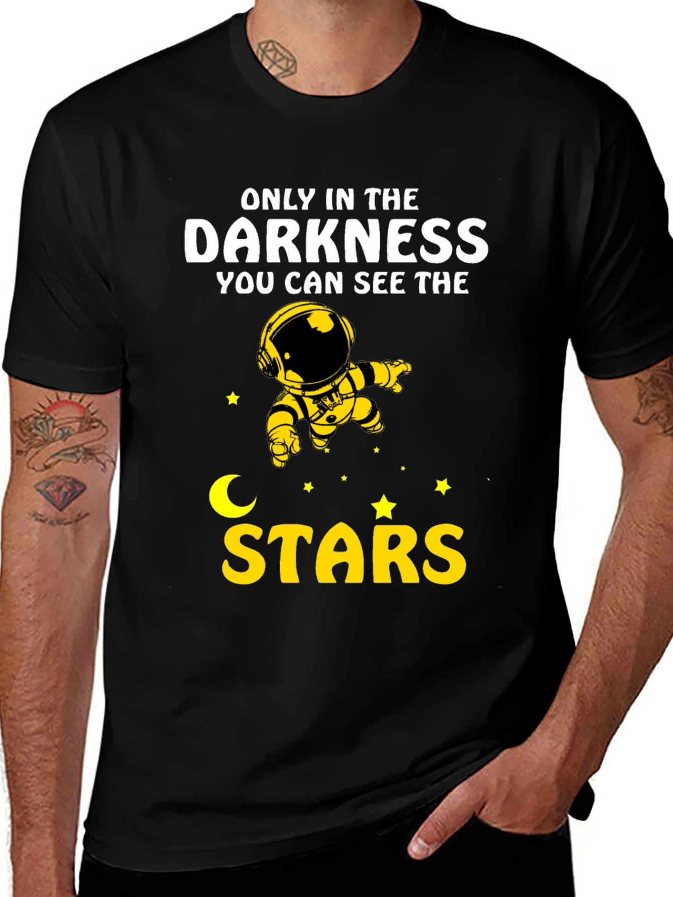 Darkness Stars Graphic T-Shirt - Astronaut Design