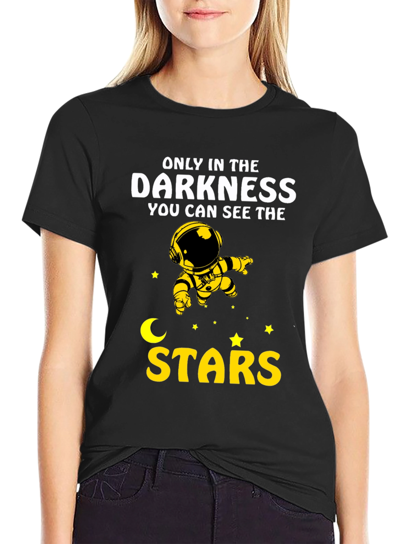 Darkness Stars Graphic T-Shirt - Astronaut Design