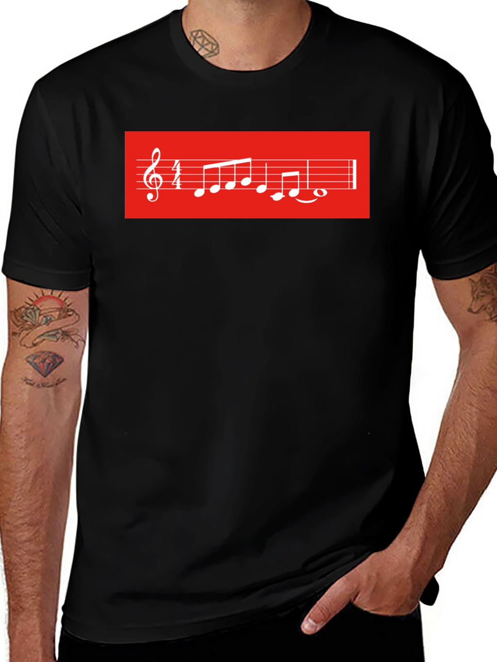 Musical Score Graphic Tee - Black