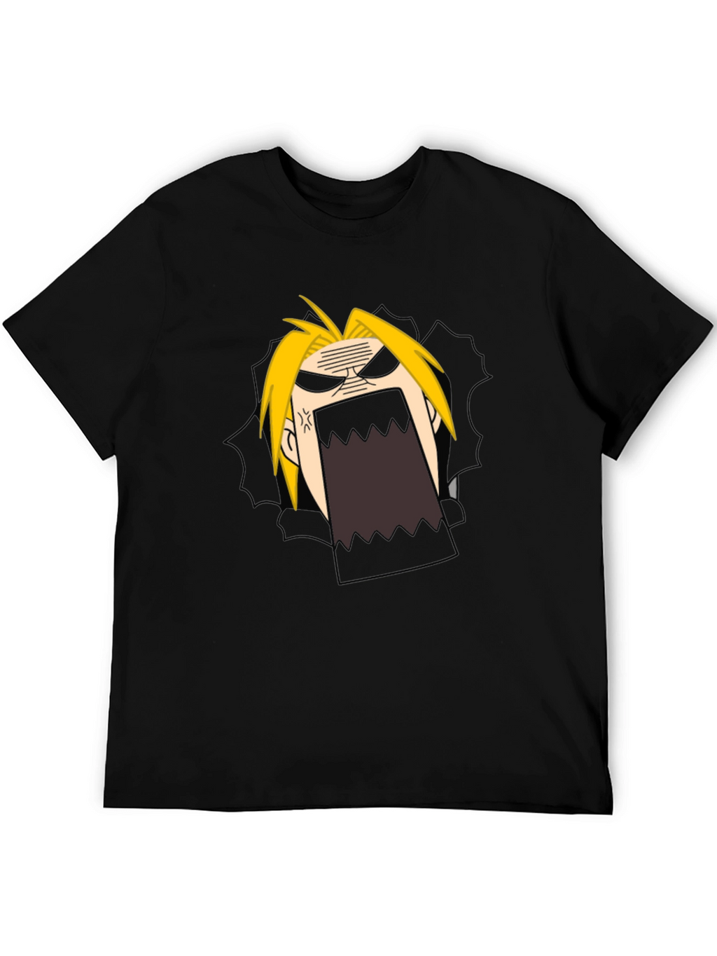 Anime Cartoon Angry Face Black T-Shirt