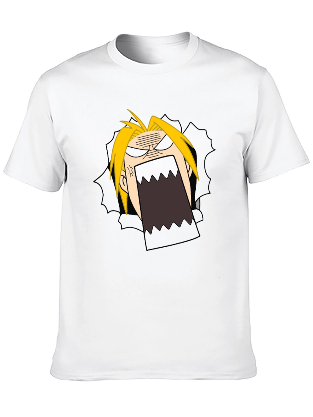 Anime Cartoon Angry Face Black T-Shirt