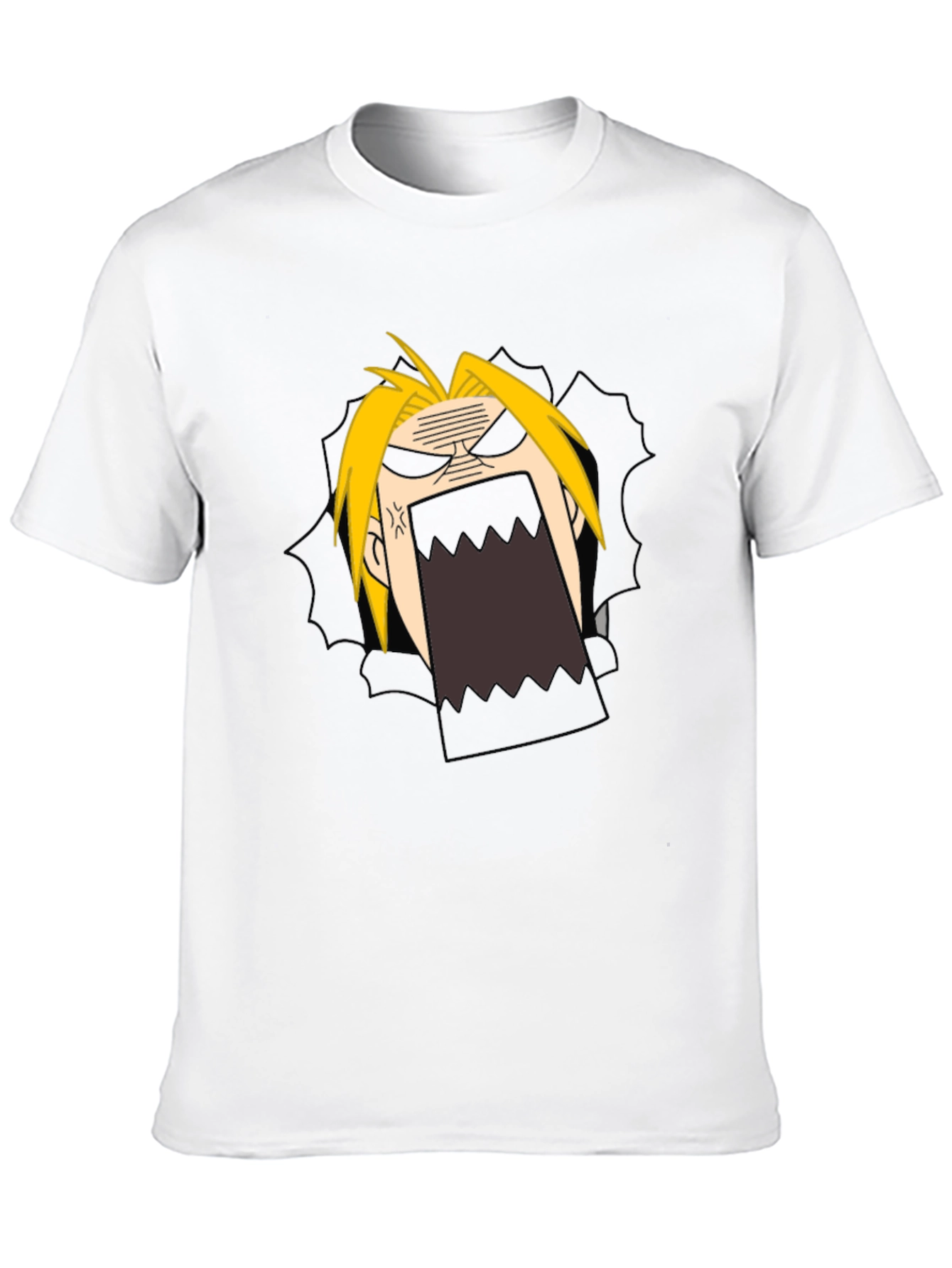 Anime Cartoon Angry Face Black T-Shirt