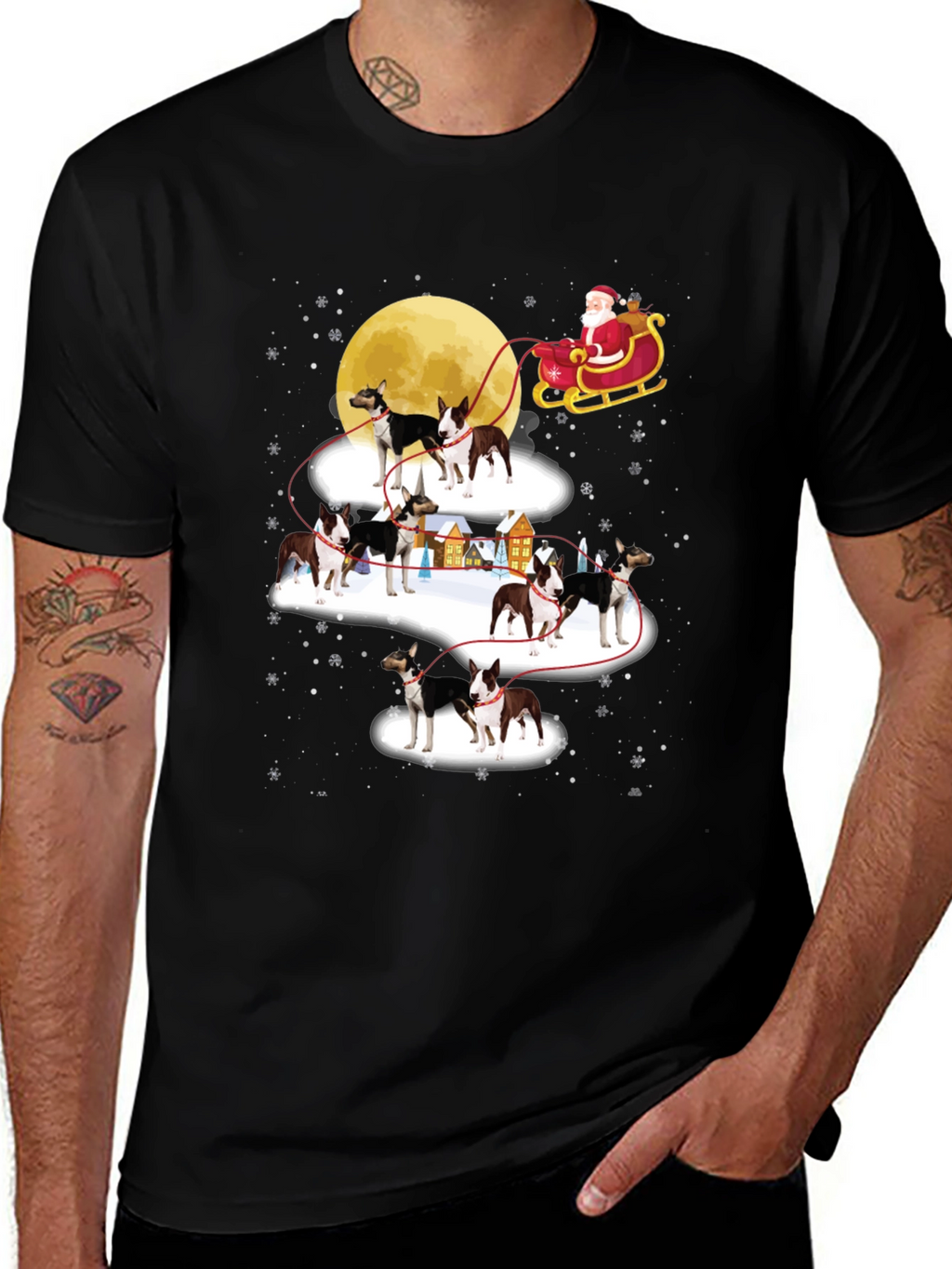 Christmas Dog Sled T-Shirt Santa Claus Holiday
