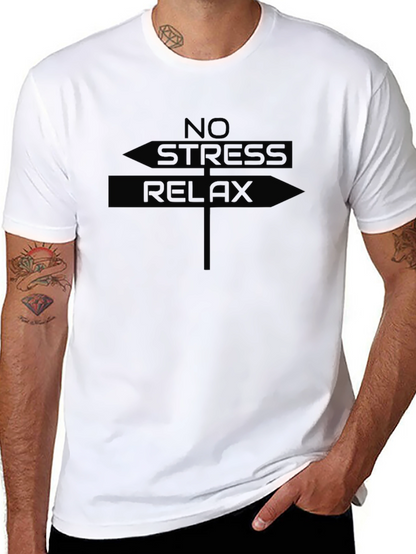 No Stress Relax Graphic T-Shirt - Black Casual Tee