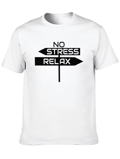 No Stress Relax Graphic T-Shirt - Black Casual Tee