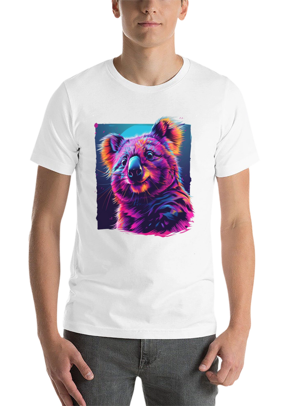 Vibrant Koala Graphic Tee - Black Cotton Comfort