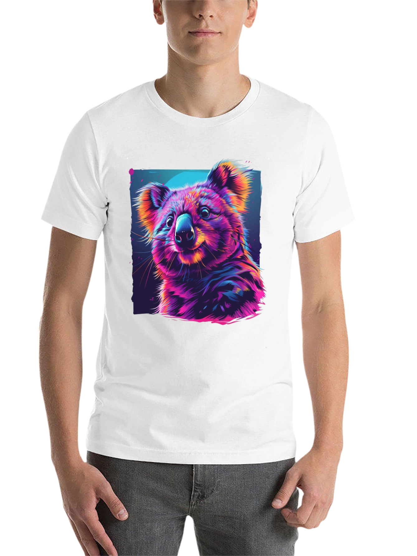 Vibrant Koala Graphic Tee - Black Cotton Comfort
