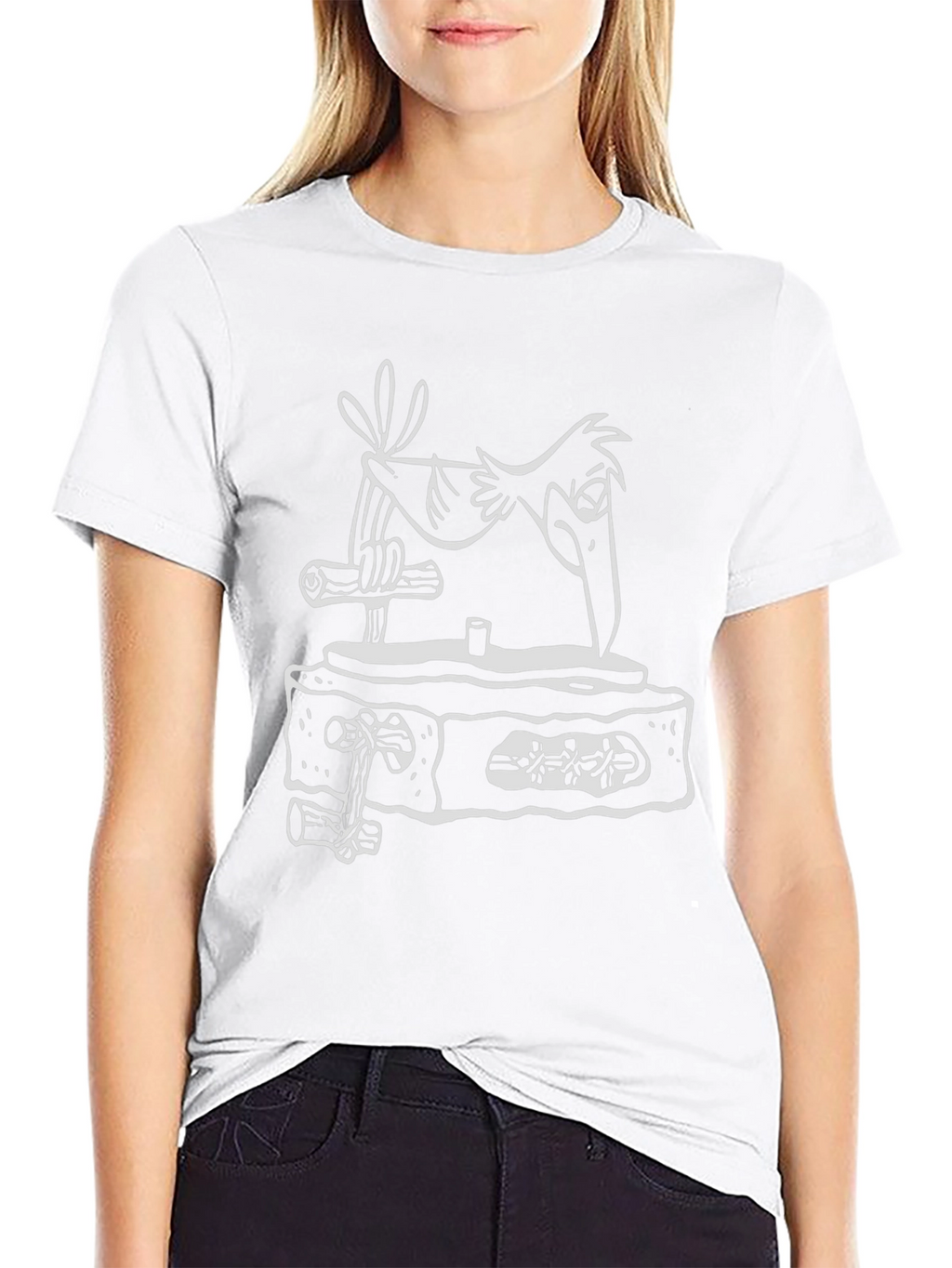Black T-Shirt with Bird and Woodpecker Design