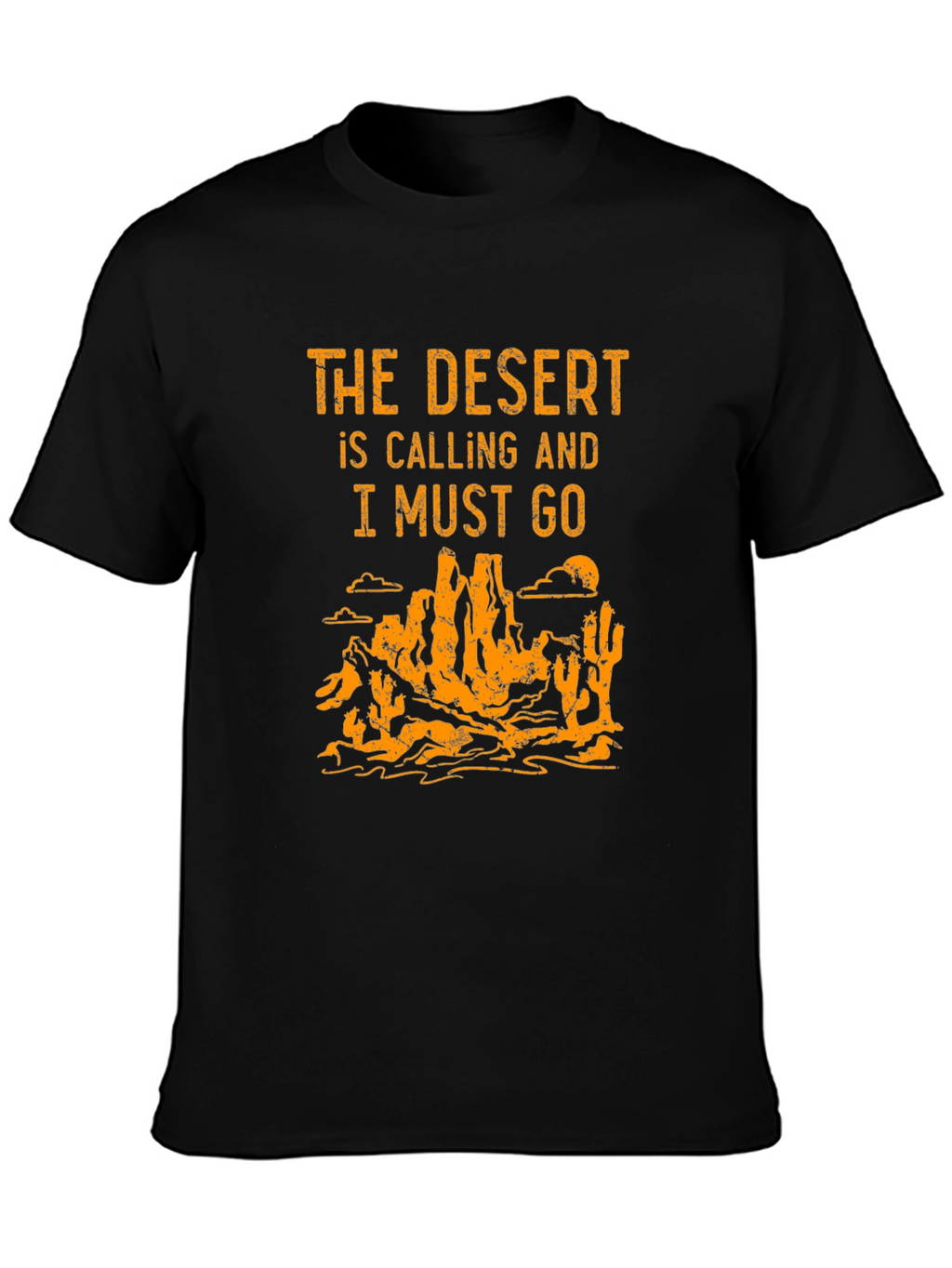 Desert Calling Graphic Tee - Black Cotton T-Shirt