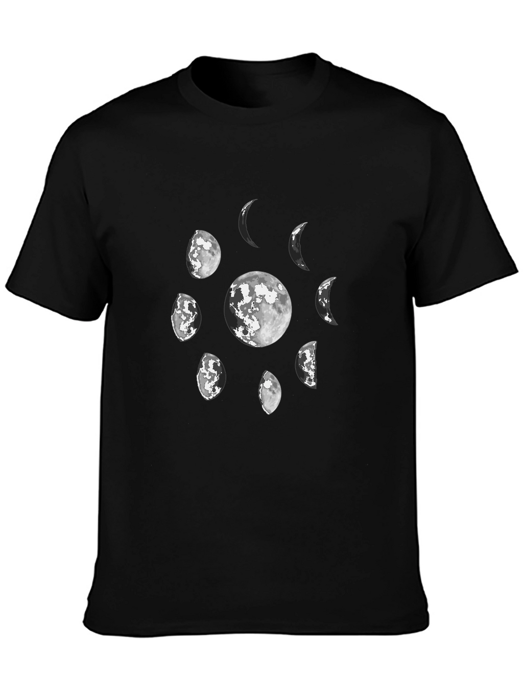 Lunar Phases Graphic Tee - Black Cotton T-Shirt