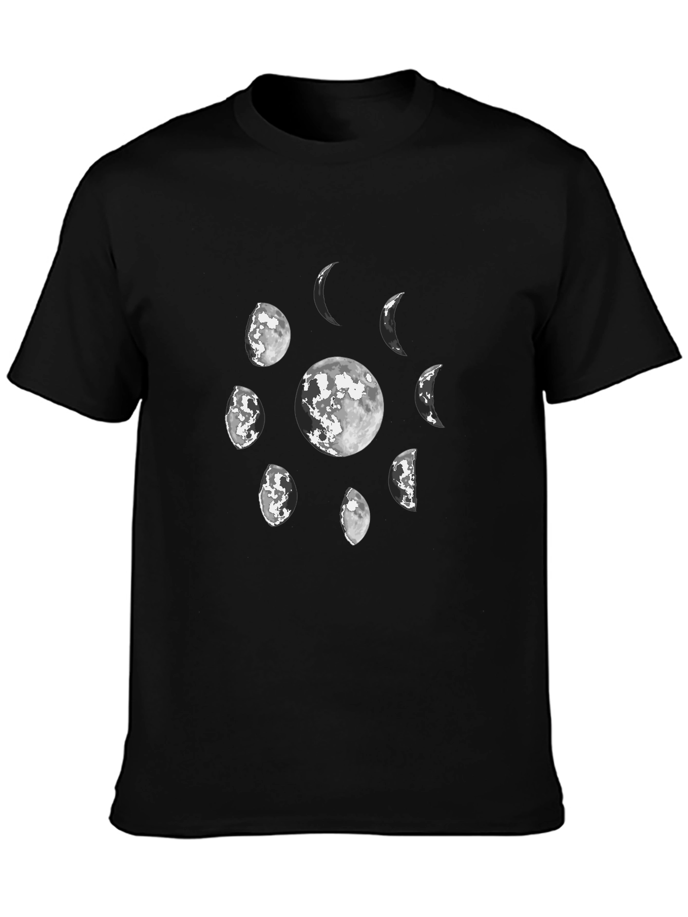 Lunar Phases Graphic Tee - Black Cotton T-Shirt