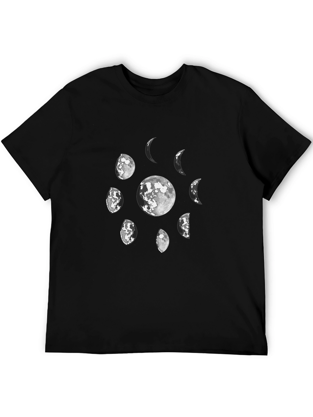 Lunar Phases Graphic Tee - Black Cotton T-Shirt