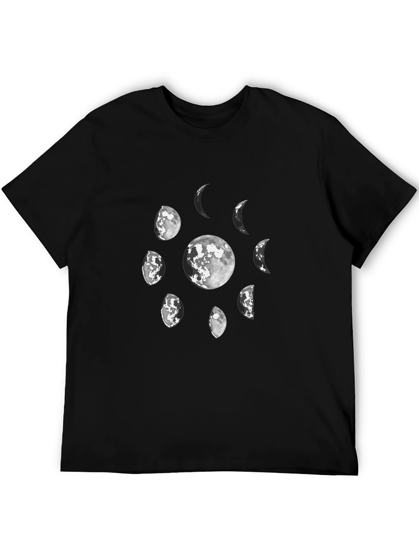 Lunar Phases Graphic Tee - Black Cotton T-Shirt