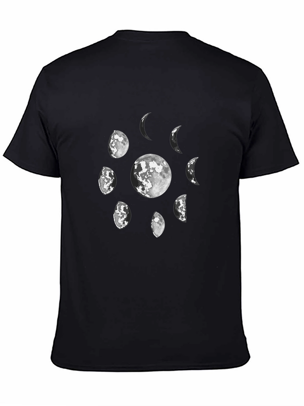 Lunar Phases Graphic Tee - Black Cotton T-Shirt