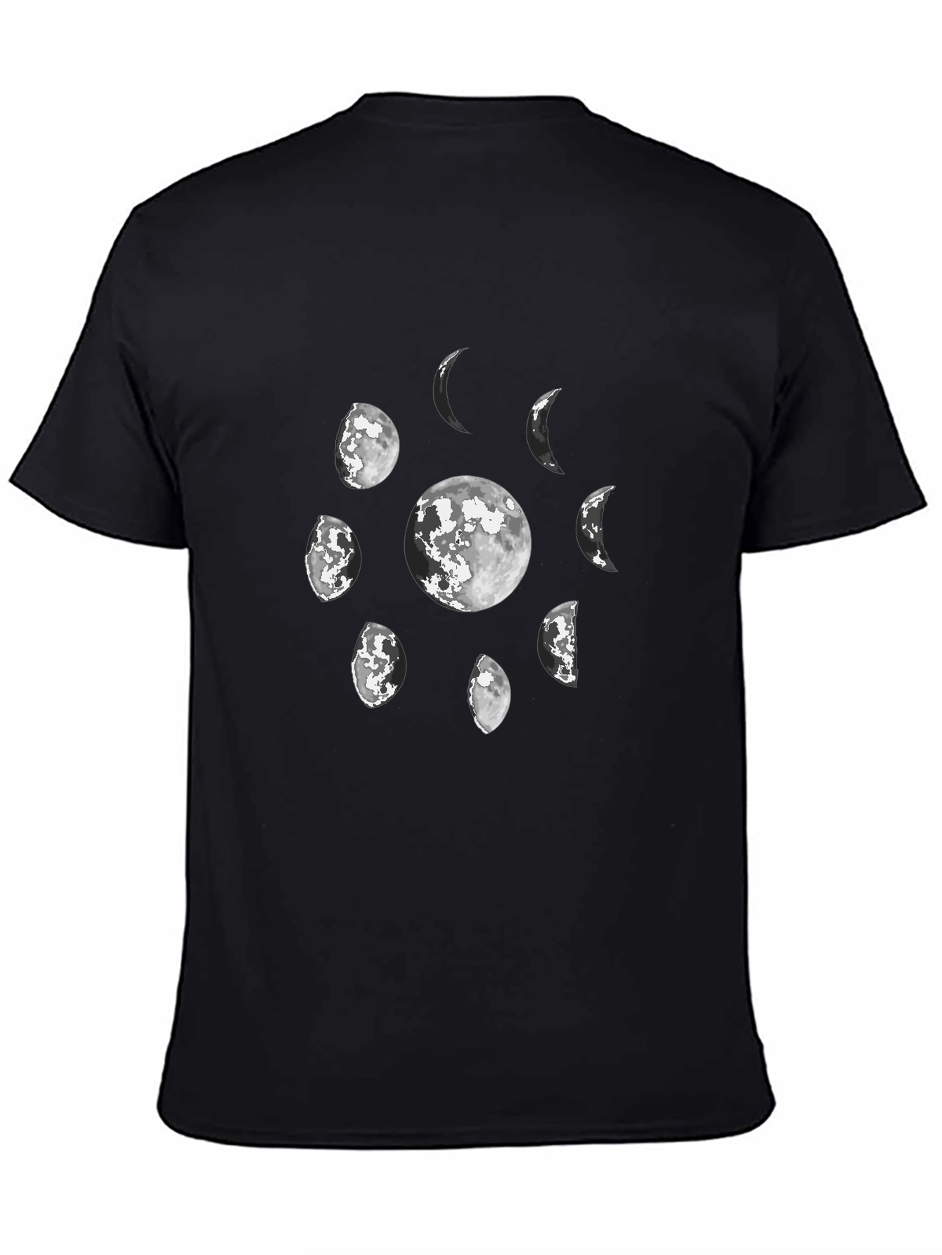 Lunar Phases Graphic Tee - Black Cotton T-Shirt