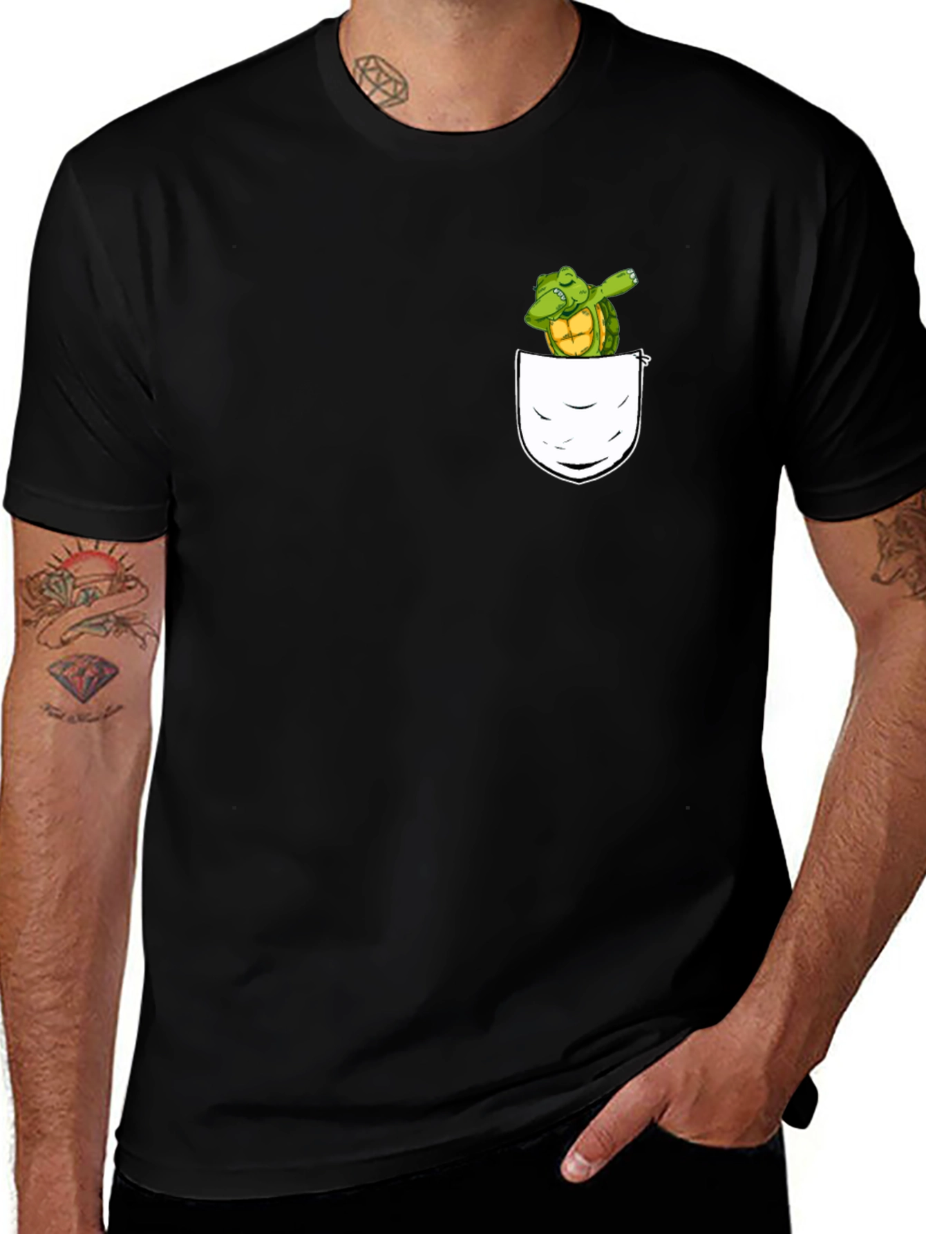 Dabbing Turtle Pocket T-Shirt - Fun & Unique