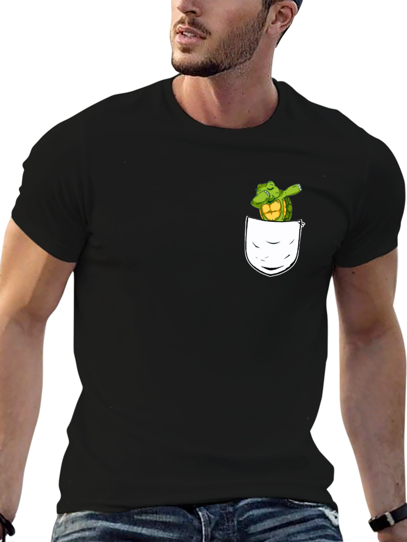 Dabbing Turtle Pocket T-Shirt - Fun & Unique