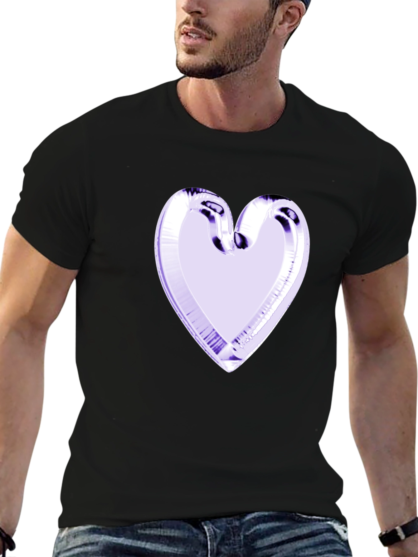 Heart Graphic Black Tee - Stylish & Unique