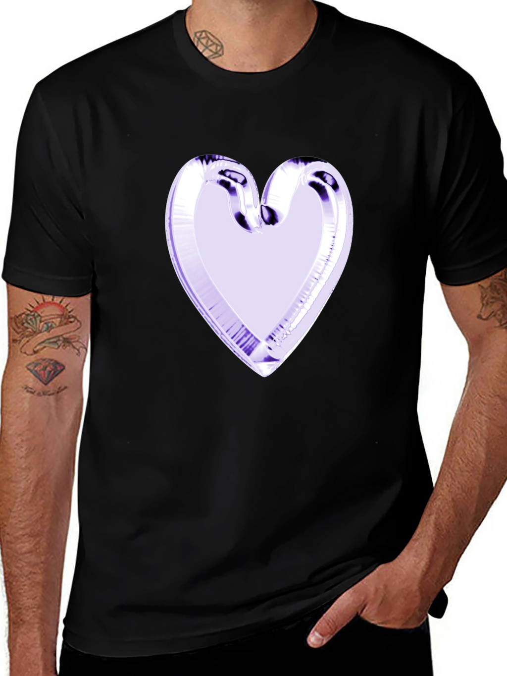 Heart Graphic Black Tee - Stylish & Unique