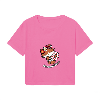Summer Vibe Hello Kitty Donut Pink Cropped T?Shirt