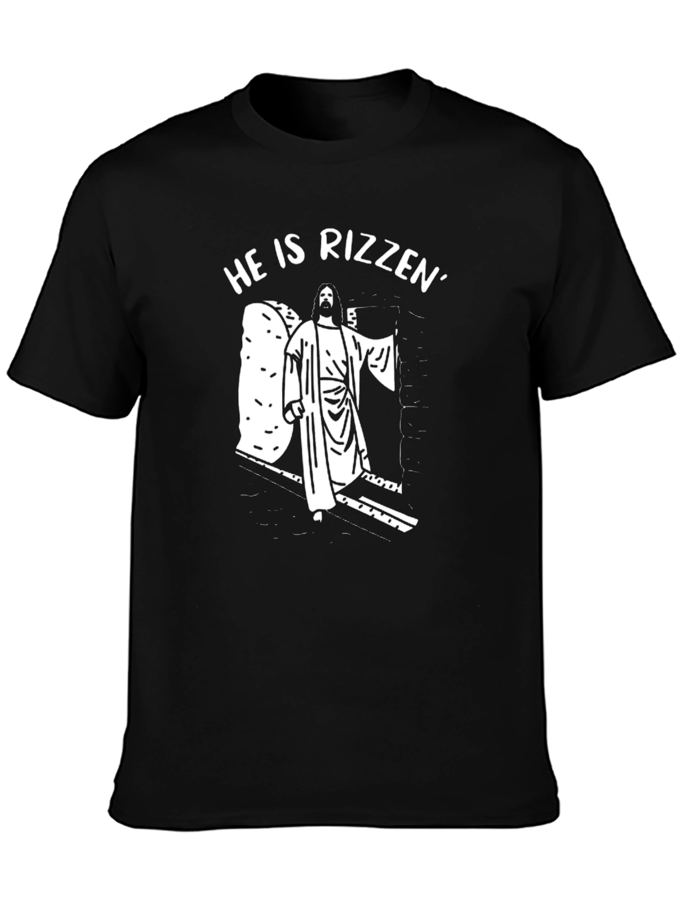 He Is Rizzin Easter T-Shirt - Black Graphic Tee