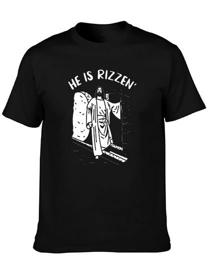 He Is Rizzin Easter T-Shirt - Black Graphic Tee